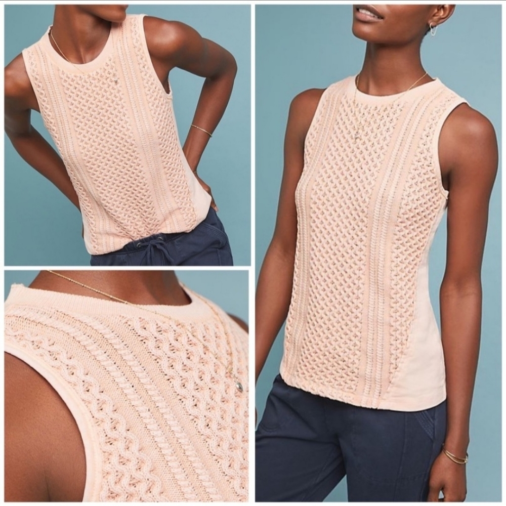 Saturday Sunday Pink Provincial Knit Sweater Tank